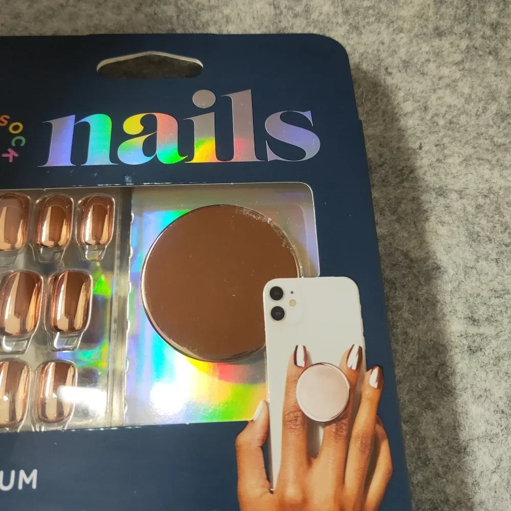 Rose Gold Mirror PopSockets 30Gel Nails & Matching PopGrip